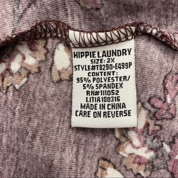 Hippie Laundry Short Sleeve Burgundy Red Floral Dress Choker Neck - Picture 6 of 6